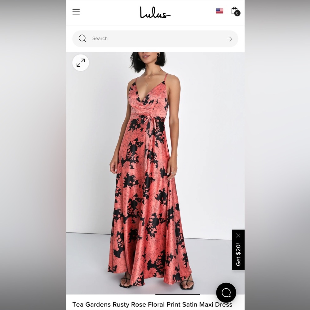 Lulu’s Tea Gardens Rusty Rose Floral Print Satin Maxi Dress